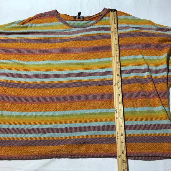 Drew striped boxy oversized dolman short sleeve tunic top womens L orange blue - Picture 5 of 11